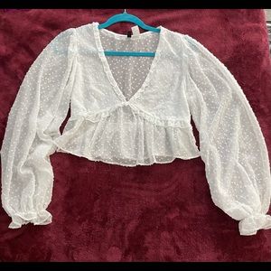 H&M White Lace Crop shirt